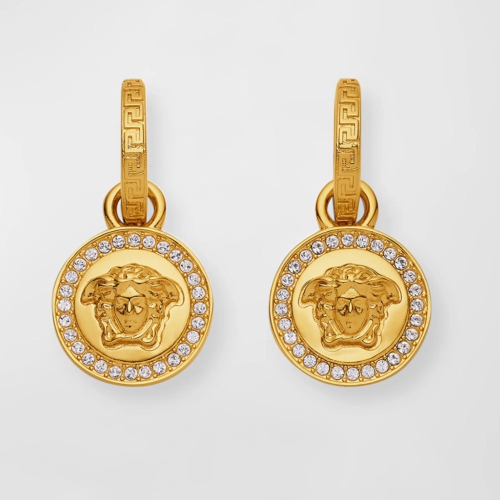 Gold Medusa Hook Hoop Earrings